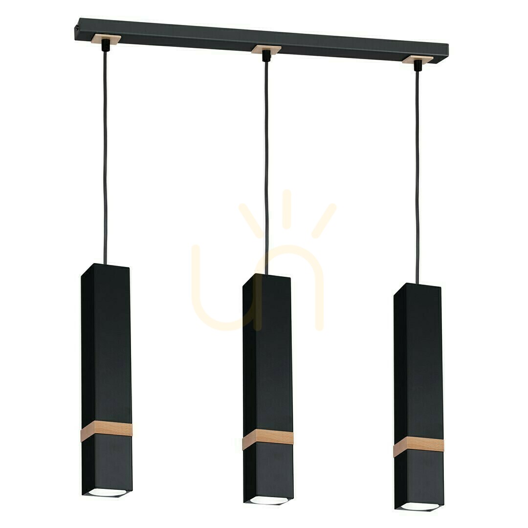 Lampă suspendată neagră Vidar Black 3x Gu10