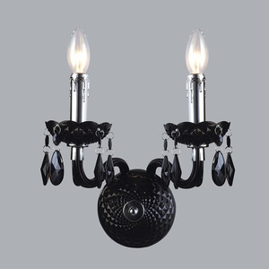 Lampă de perete Italux Whiz neagră 2xE14 cristale A.90690/2BL small 1