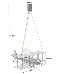 Lampă suspendată din lemn Hellux Samolot, avion mare, alb-gri 104.11.12 small 6