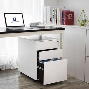 Dulap mobil pentru documente SONGMICS OFC60WT, alb, cu 3 sertare și încuietoare small 1