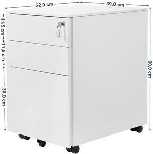Dulap mobil pentru documente SONGMICS OFC60WT, alb, cu 3 sertare și încuietoare small 3