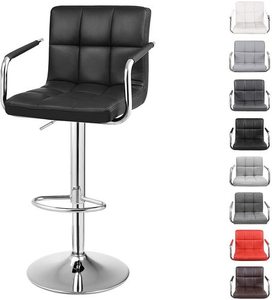 Scaune de bar Songmics LJB93B, set de 2, piele ecologică neagră, reglabile 95–115 cm small 1
