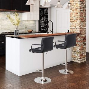 Scaune de bar Songmics LJB93B, set de 2, piele ecologică neagră, reglabile 95–115 cm small 2