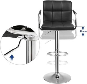 Scaune de bar Songmics LJB93B, set de 2, piele ecologică neagră, reglabile 95–115 cm small 3