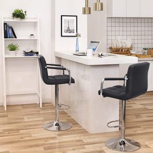 Scaune de bar Songmics LJB93B, set de 2, piele ecologică neagră, reglabile 95–115 cm small 6