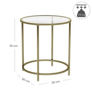 Masă de cafea din sticlă pe cadru auriu LGT20G VASAGLE - vânzare small 5