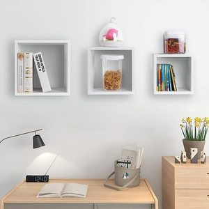 Set 3 rafturi cubice de perete SONGMICS LWS30WT albe 30/26/22 cm small 5
