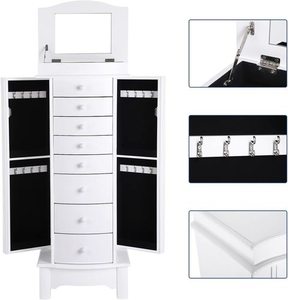 Dulap pentru bijuterii SONGMICS JBC17W alb, 8 sertare, oglindă small 3