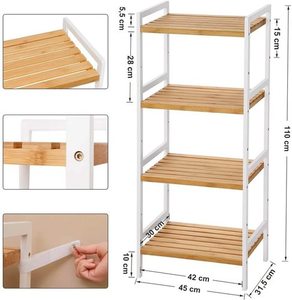 Etajeră din bambus SONGMICS BCB74WN, 4 niveluri, alb/natural, 45 × 31,5 × 111 cm small 5