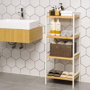 Etajeră din bambus SONGMICS BCB74WN, 4 niveluri, alb/natural, 45 × 31,5 × 111 cm small 6