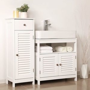 Dulap sub chiuvetă VASAGLE BBC02WT cu uși tip jaluzea alb 60 cm small 3