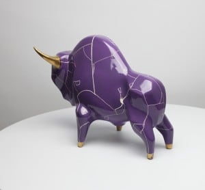 Modelul Żubr XL Panek, ceramică glazurată, glazurată, aurită small 2