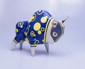 Modelul Żubr XL Fetish Rain, ceramică vopsită cu glazură, glazurată, suprapusă, placată cu aur small 0