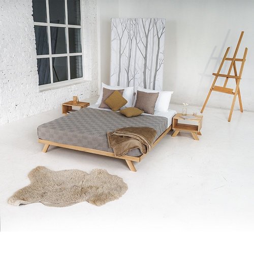Verifica Pat din lemn WoodMan Allegro 140x200 fag, lemn brut, WUA-00795