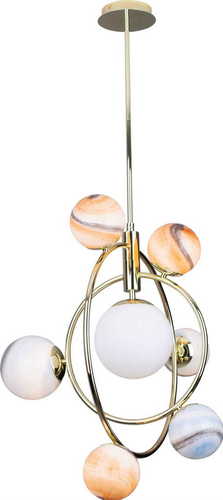 Verifica Lustră suspendată Max Light Cosmos P0378 aur 7xG9 metal sticlă 64 cm