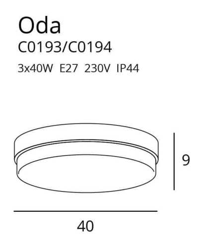 Verifica Plafon ODA Max Light C0194 negru 3xE27 40 cm metal și sticlă opală