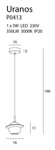 Verifica Lampă suspendată Max Light Uranos P0413 alb auriu marmură 16 cm LED 5W