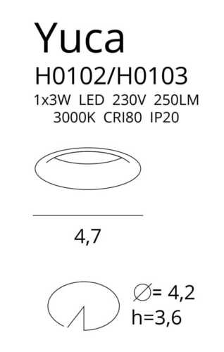 Verifica Lumină încastrată LED Max Light Yuca Fixed H0103 negru 3W 3000K Ø4,7 cm