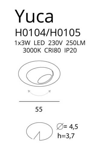 Verifica Spot LED încastrat Max Light Yuca Round Tilted H0105 negru 3W 3000K
