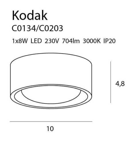 Verifica Plafon LED Max Light Kodak C0203 negru 7.7W 3000K 10 cm