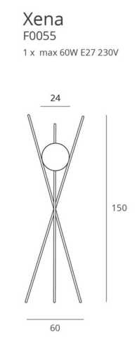 Verifica Lampă de podea Max Light Xena F0055 alamă cu sticlă albă E27 150 cm