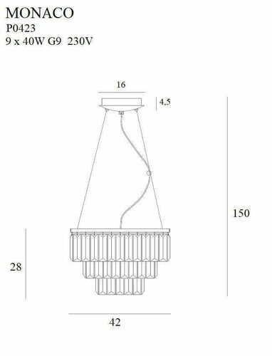 Verifica Pendul Max Light Monaco P0423 auriu 9xG9 metal sticlă 42 cm
