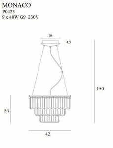 Pendul Max Light Monaco P0423 auriu, 9 × G9, 42 cm small 1