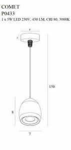 Pendul Max Light Comet Round P0433 negru LED 5 W 3000 K, 7 cm small 3