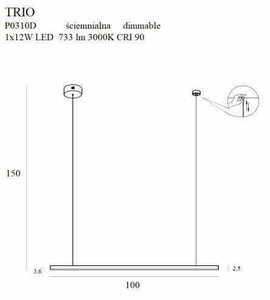 Lampa suspendată LED Max Light Trio negru 100 cm P0310D small 1