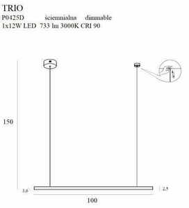 Lustră suspendată LED Max Light Trio P0425D aurie 100 cm 12W 3 Lustră suspendată LED Max Light Trio P0425D aurie 100 cm 12W small 3