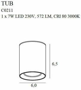 Plafond LED Max Light Tub C0211 negru metal 7W 6 cm small 1