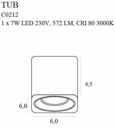 Verifica Plafonieră Max Light TUB C0212 negru pătrat LED 7W 3000K metal 6,5 cm
