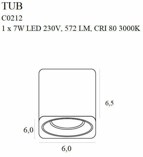 Vedere Plafonieră Max Light TUB C0212 negru pătrat LED 7W 3000K metal 6,5 cm Plafonieră Max Light TUB C0212 negru pătrat LED 7W 3000K metal 6,5 cm
