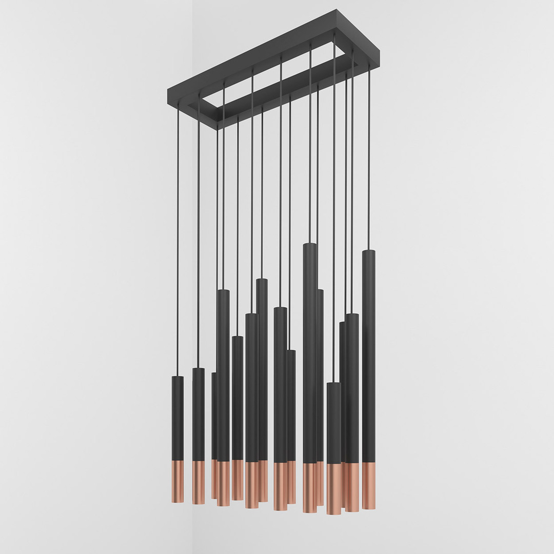NERON PANEL G agățat max. 18x2,5W, G9, 230V, sârmă neagră, culoare cupru (mată netedă), negru (mat) RAL 9017