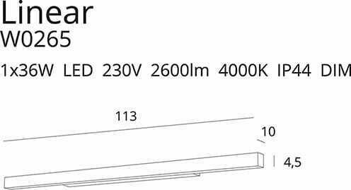 Verifica Lampă de perete LED Max Light Linear W0265 albă 36W 113 cm IP44 dimabilă