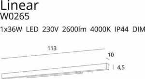 Lampă de perete LED Max Light Linear W0265 albă 36W 113 cm IP44 dimabilă 1 Lampă de perete LED Max Light Linear W0265 albă 36W 113 cm IP44 dimabilă small 1