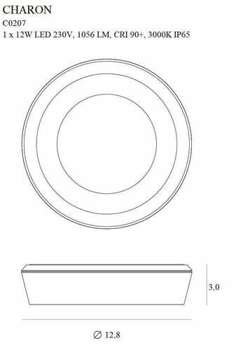 Verifica Plafonieră LED Max Light Charon C0207 albă, IP65, 12 W, 12,8 cm