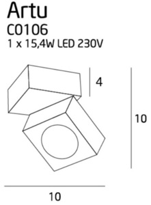 Plafonieră LED Max Light ARTU C0106 alb metal 15W 10x10 cm small 1