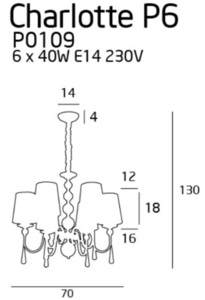 Lustră suspendată Max Light Charlotte P0109 6x40W crom 70 cm small 2