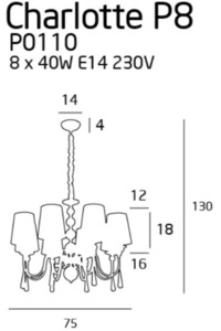 Lustră suspendată Max Light Charlotte P0110 crom 8 becuri 75 cm small 2