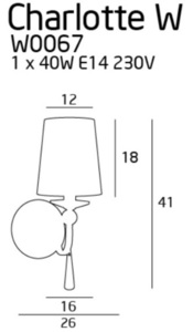 Lampa de perete Max Light Charlotte W0067 crom metal sticlă 1x40W small 1