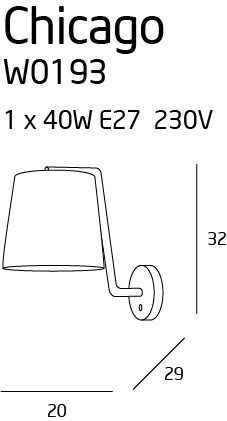 Verifica Lampa de perete Max Light Chicago alb metal textil 32 cm W0193