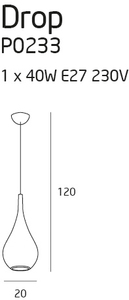 Lampa pendul Max Light Drop negru metal 20 cm P0233 small 3