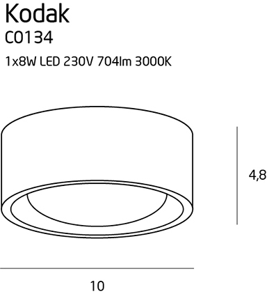 Verifica Plafonieră LED Max Light Kodak albă 8W 3000K 10 cm C0134
