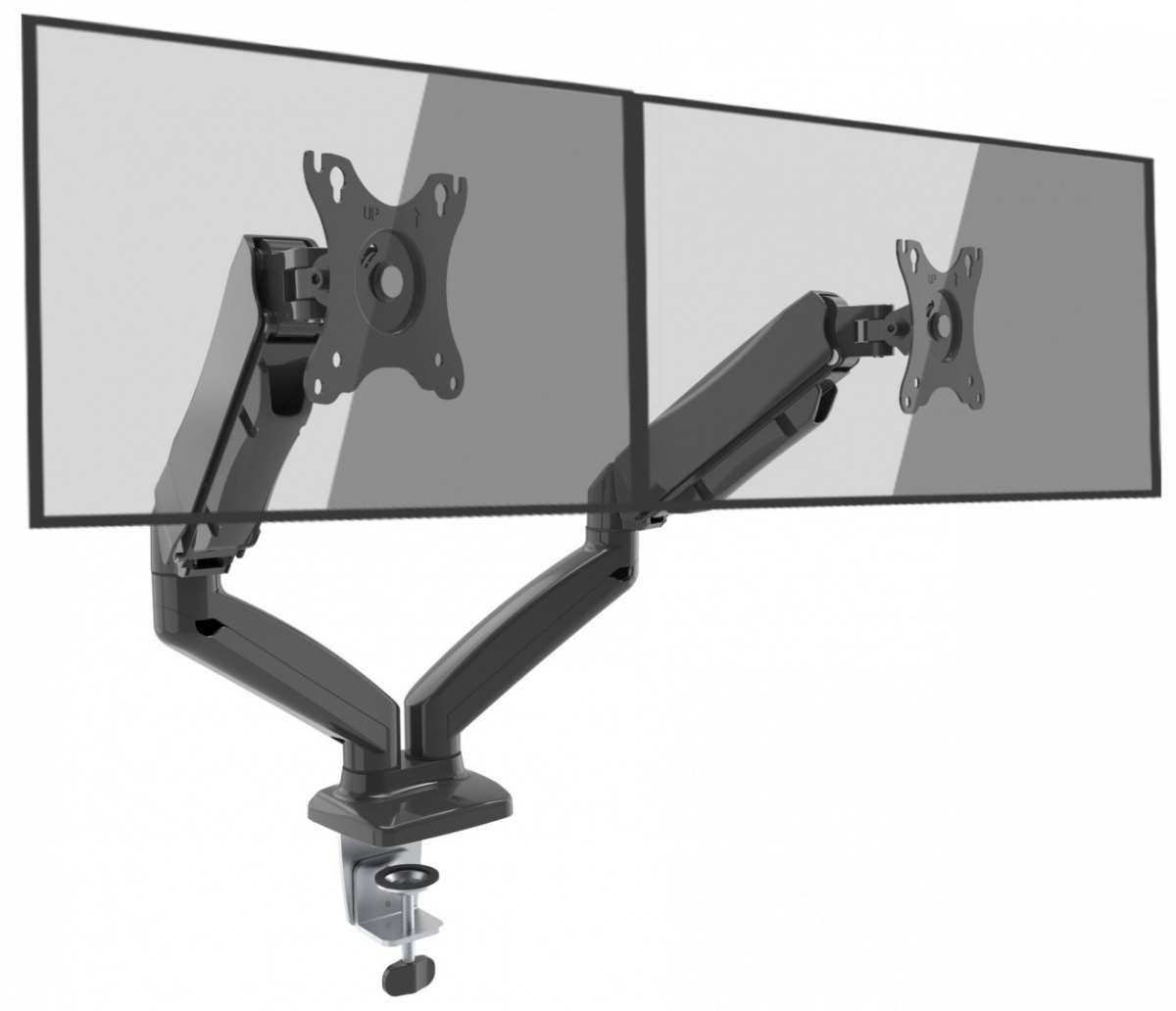 Verifica Suport de birou pentru două monitoare - arc cu gaz - 13-32" Suport de birou pentru două monitoare - arc cu gaz - 13-32"