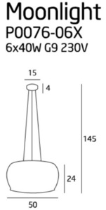 Pendul Max Light Moonlight P0076-06X crom 6x40W sticlă oglindită 50 cm small 3