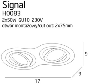 Spot dublu incastrat Max Light Signal II alb 2xGU10 H0083 small 3