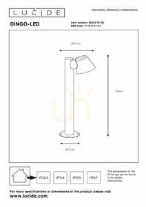 Stâlp de iluminat exterior Lucide Dingo antracit IP44 70 cm 14881/70/30 small 5