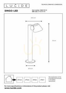 Lampă stâlp exterior Lucide Dingo alb aluminiu 70 cm IP44 14881/70/31 small 5