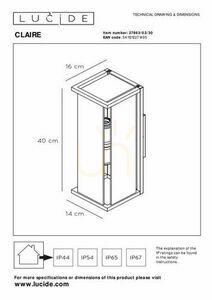 Lampă de perete exterior Lucide CLAIRE antracit 2xE27 IP54 27883/02/30 small 4